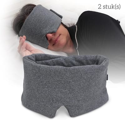 Slaapmasker - 100% lichtblokkerend - Verstelbaar oogmasker - Zacht en ademend - Oogmasker - Donkergrijs, 2-pack