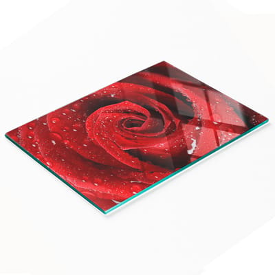 Multifunctionele decoratieve glazen snijplank voor in de keuken met rozenmotief, 80x52 cm