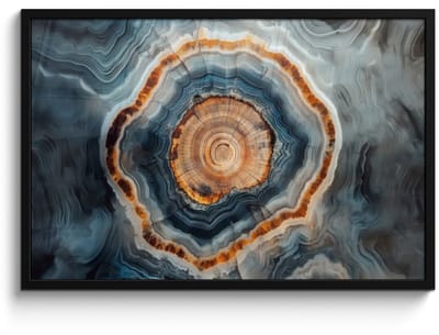 Poster in lijst - Fotolijst 90x60 cm - Posters - Cirkel - Ringen - Steen - Tinten - Posterlijst zwart - Decoratie - Wanddecoratie woonkamer - Muurdecoratie slaapkamer