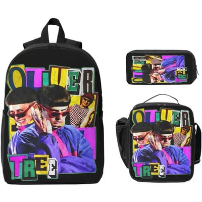 3 Stuks Oliver Tree Zanger Muziekschool Tassen Set voor Kinderen Pennenbakjes Rugzak Sets met Lunchbox Voor Schoolleerlingen Rugzak
