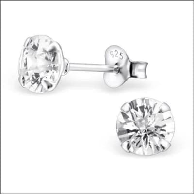 Aramat Jewels | Oorbellen | Prachtige Zilveren Zirkonia Oorbellen rond | 6mm / Transparant | |5mm | Zilver | Kinderen, Volwassenen | Verkleurd niet