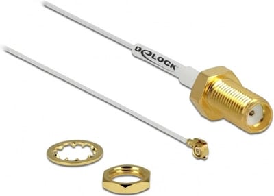 MHF II (v) - SMA (v) kabel - Micro Coax (0,81 mm) - 50 Ohm / grijs - 0,20 meter
