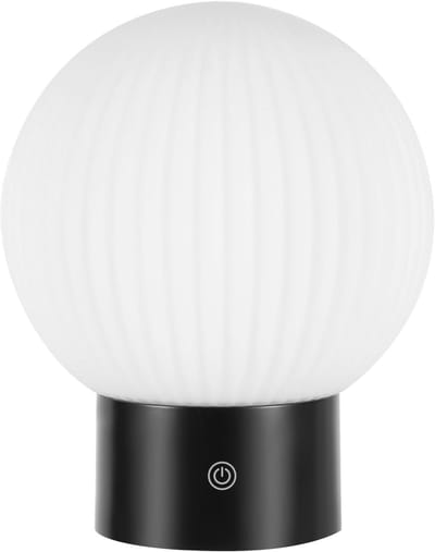 Glitzerlife - Tafellamp Bedlampje Nachtlampje - Draadloos Oplaadbaar - LED Bolvormige Glas Tafellamp - Touch Dimbaar 3 Kleurtemperaturen USB-C Oplaadbaar IP44 Waterdicht - Glas - Ø15cm - Zwart-Wit