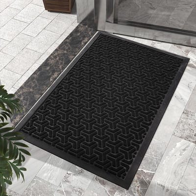 Tapis de sol en caoutchouc antidérapant pour porte d'hôtel, tapis de porte de centre commercial, tapis anti-poussière à aspiration domestique 45*75cm black