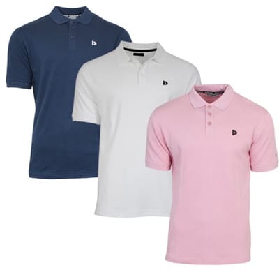 3-Pack Donnay - Polo (Noah) - Sportpolo - Heren - Navy/White/Candy Pink (752) - maat S
