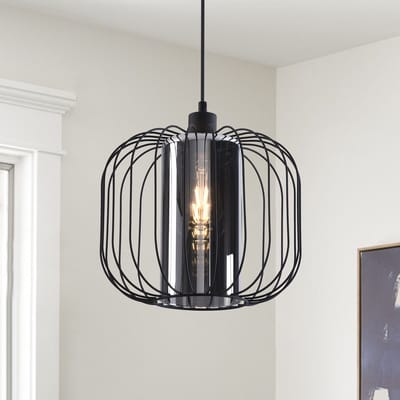 LumenXL LumenXL - Zwarte hanglamp Dila - rookglas - E27