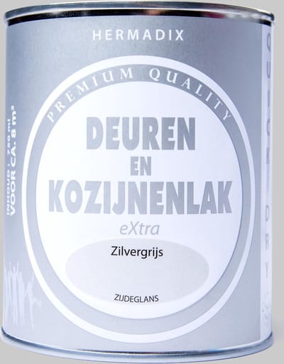 Hermadix deuren & kozijnen lak zijdeglans zilvergrijs - 750 ml.