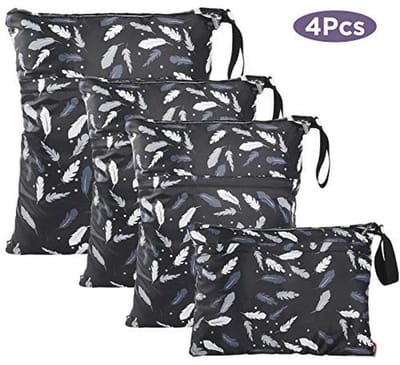 Luiertas 4 stuks - Organizer voor vochtige luiers en vuile kleding - Herbruikbare en wasbare draagtas voor baby's - Perfect voor strand, zwembad en sportschool