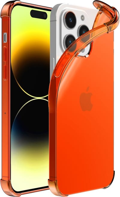Smartphonica iPhone 14 Pro transparant shockproof siliconen hoesje met stootrand - Oranje geschikt voor iPhone 14 Pro