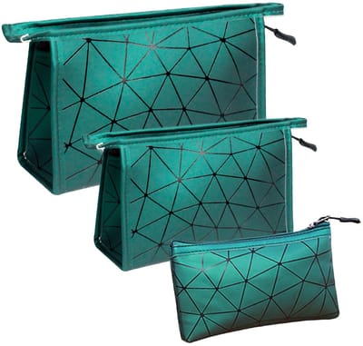 carmdering - Toilettas Set - 3 Delig - Waterdicht PU - Diamantpatroon - 3 Maten - Voor Reis & Dagelijks