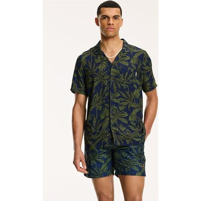 Shiwi Palm Leaves Shirt Royal Blue Size: S | Casual Shirts Outlet | Heren | Blauw