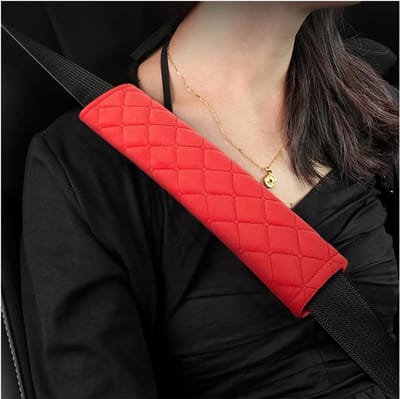 2 Stuks Comfortabele Veiligheidsgordel Schouder Pads voor Auto Interieur (Rood)