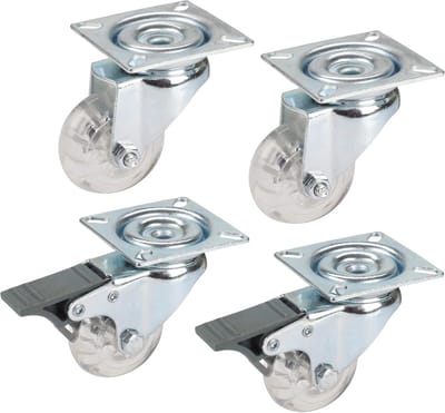 Set van 4 Zwenkwielen (2x Zwenkwiel, 2x Zwenkwiel met Totale Vergrendeling, 50mm) - 40kg Draagkracht