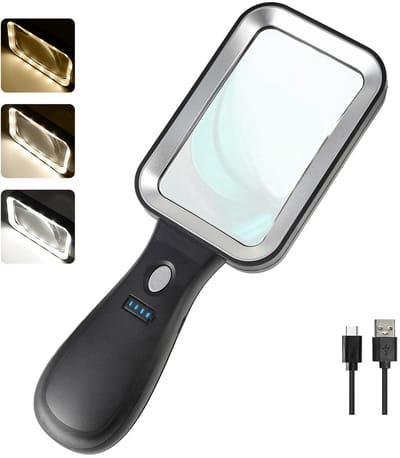 Unyqoos® Handheld vergrootglas met licht en oplaadbare USB-functie voor lezen en inspectie