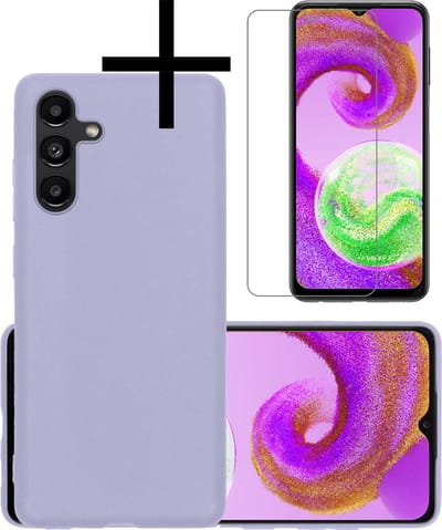 Hoesje - Met Screenprotector - Geschikt voor Samsung Galaxy A04s - Sterk & Shockproof - Back Cover - Siliconen Case - Telefoon Hoes - Lila