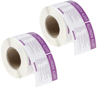 Dailygoods- Voedselstickers 1000 stuks - Allergie-waarschuwingsstickers - Zelfklevend Papier - Keukenaccessoires - 5,1 x 5,1 cm - Makkelijk te gebruiken - Etiketten