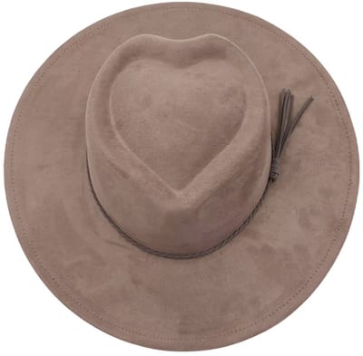 Fedora Hart Hoed Taupe – Verstelbaar 58-62 cm | Suède Look | Unisex Wide Brim Hoed