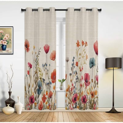 Waterverf Bloemen Chrysant Raambekleding voor Woonkamer Luxe Slaapkamer Gordijn Keuken Jaloezieën Vitrage Gordijnen 135W x 60H(cm) x1