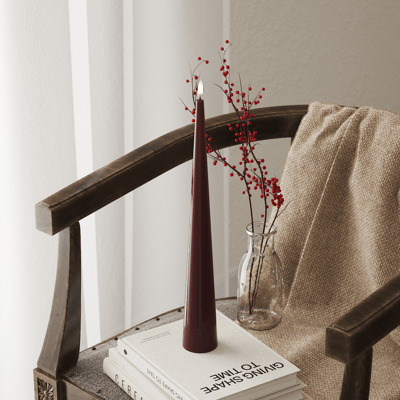 Deluxe Homeart Led Kaars Bourgogne 5 x 38 cm (1x Christmas Cone Candles) net een ECHTE kaars