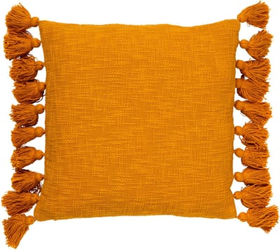 Dutch Decor RUBY - Kussenhoes 45x45 cm - 100% katoen - met flosjes - Golden Glow - geel - met rits - zonder binnenkussen