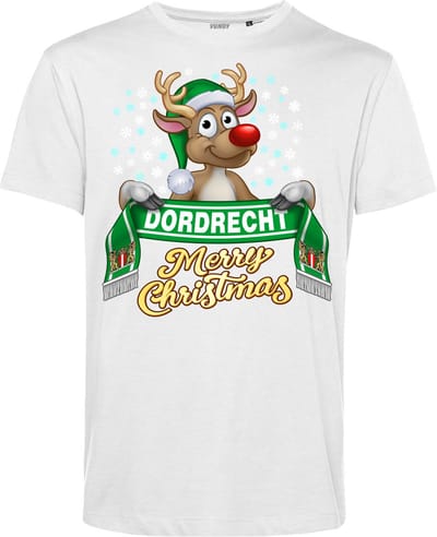 T-shirt Dordrecht | Foute Kersttrui Dames Heren | Kerstcadeau | FC Dordrecht supporter | Wit | maat XS