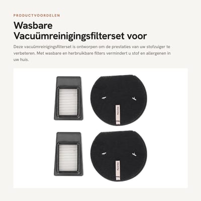 Dailygoods- Vacuümreinigingsfilterset - Wasbaar/Herbruikbaar Filter - Stofzuigerfilter PET 2792 1621427 621616 - Duurzaam/Effectief - Vermindert Allergenen - Milieuvriendelijk Materiaal