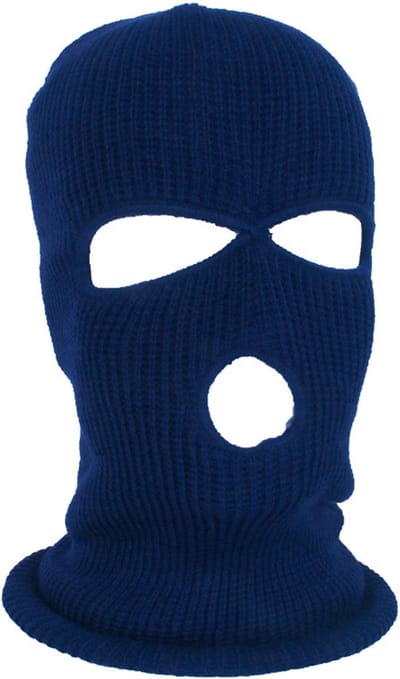 1 warm wintermasker, masker met 3 gaten, gebreid ski-koud fietsmasker, multifunctioneel masker, motor- en fiets-skimuts,Marineblauw