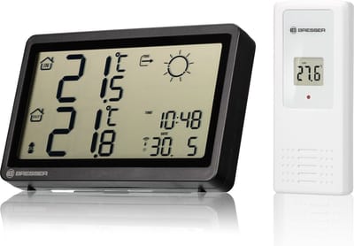 BRESSER Weerstation - Meteo Temp HZ - Zwart - Draadloos - Extra groot scherm - Weersverwachting - Vorstwaarschuwing