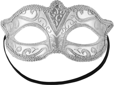 dressforfun - Venetiaans masker met patroon zilver - verkleedkleding kostuum halloween verkleden feestkleding carnavalskleding carnaval feestkledij partykleding - 303528