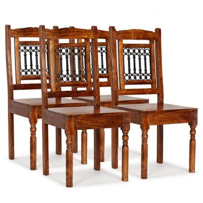 vidaXL - Eetkamerstoelen - 4 - st - massief - hout - klassiek