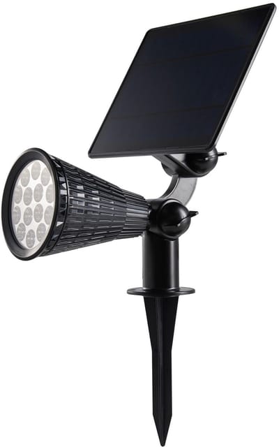 Iplux® Solar LED Tuinspot Pro+ - Krachtig model - 1200 lumen - Hoge Kwaliteit - Warm Wit - IP65 Waterproof