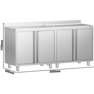 GGM Gastro Arbeitsschrank - für Kaffeemaschine - 2000x600mm - mit 4 Flügeltüren & Aufkantung