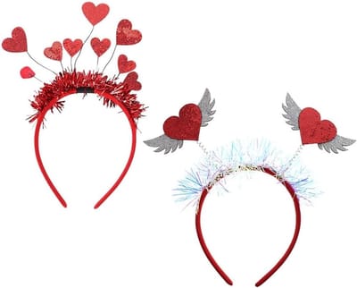 Set van 2 Valentijnsdag Haarbanden - Hartvormige Accessoires voor Bruiloft, Feest en Halloween Kostuums