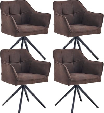 Colenis® - Pearl Eetkamerstoel - Set Van 4 - Bruin - Microfiber Stof - Microvezel - Industrieel