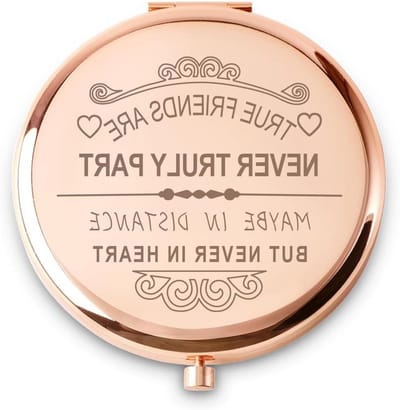 Compacte Spiegel - Zakspiegel Make-up Spiegel - Dagelijkse Verzorging - Gegraveerde Vriendschapsboodschap - Niet gespecificeerd - Rosé