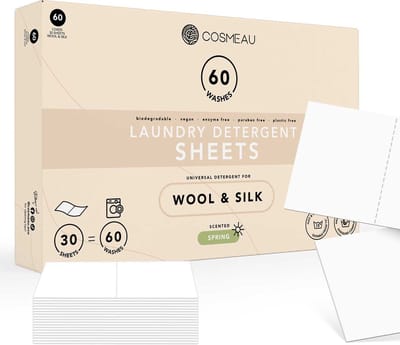 Cosmeau Wasmiddel Wasstrips 60 Wasbeurten Wol en Zijde - Delicaat - Wasvellen - Wasmiddeldoekjes - Detergent Sheets - Wasdoekjes