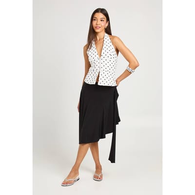 boohoo Dames Slinky Midi Rok Met Puntzoom | Zwart | Maat: 38