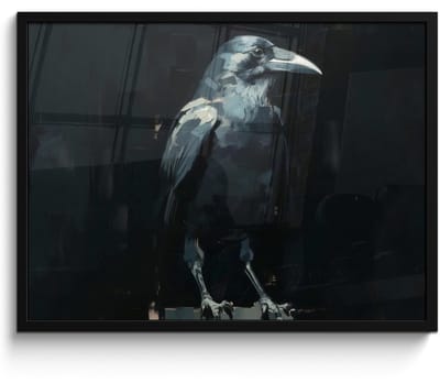 Poster in lijst - Fotolijst 70x50 cm - Posters - Raaf - Vogels - Zwart - Posterlijst zwart - Decoratie - Wanddecoratie woonkamer - Muurdecoratie slaapkamer