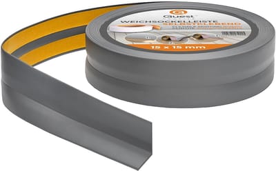 Zelfklevende Plint - Afwerkstrip Flexibel - Wanden Afwerken - Waterdicht PVC - 15 mm x 15 mm - Donkergrijs