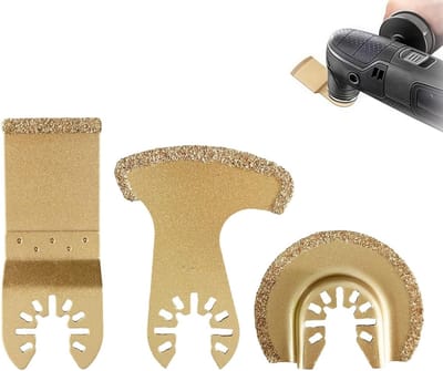 Set van 3 Oscillerende Zaagbladen voor Multitool - Geschikt voor Tegels, Mortel en Beton, Hoogwaardige Carbide Accessoires voor Bouwprojecten