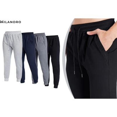 Milanoro Ultrazachte Joggingbroek - Katoenmix - Elastische Taille - 2 Zakken - Maat XL