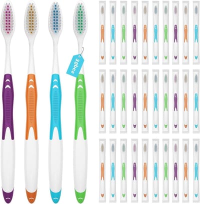 Tandenborstels Set - Wegwerp Borstels - Hygiënisch Reizen - Individueel Verpakt - 35 Stuks - Gekleurd