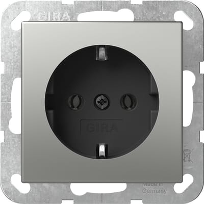 GIRA Systeem 55 Wandcontactdoos met randaarde 1V Edelstaal 4466600
