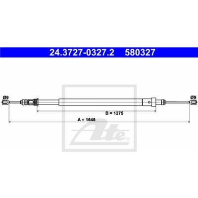 Kabel, parkeerrem ATE 24.3727-0327.2 rechts