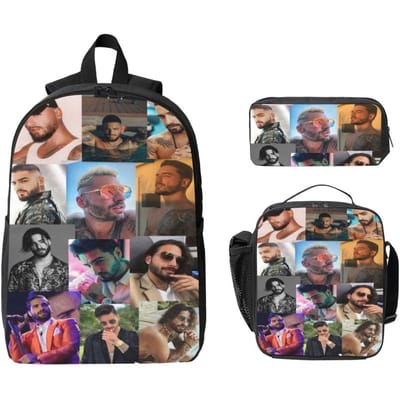 Ensemble de 3 sacs à dos Maluma Pretty Dirty Rapper pour enfants, trousses à crayons, ensembles de cartables avec boîte à lunch pour élèves d'école, sacs à dos