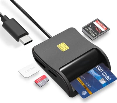 DynaBright eID Kaart Lezer - USB C - SD Kaart Lezer - Identiteitskaartlezer - België - Europa - ID Kaartlezer - ID Reader - Smart Cards - Card Reader - ID - Belgische Identiteitskaart - Mac - Windows