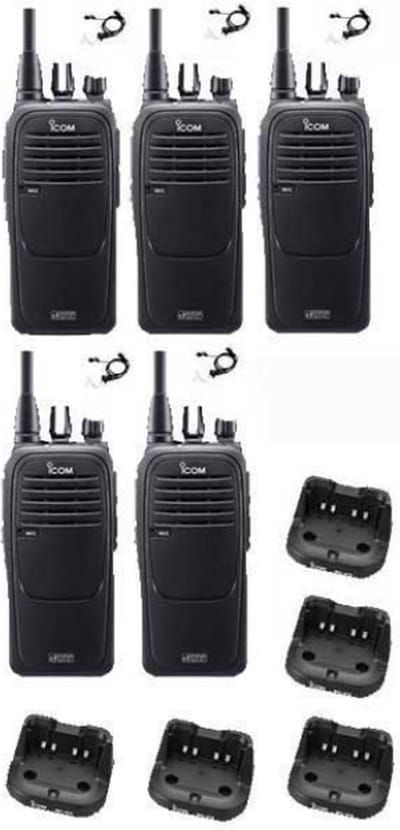 Set van 5 Icom IC-F29DR3 Digitaal portofoons met beveiliging headsets