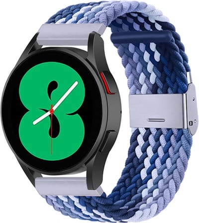 By Qubix - Braided nylon bandje 20mm - Blauw gemêleerd - Geschikt voor Samsung Galaxy Watch 7 (40 & 44mm) - Galaxy Watch FE - Galaxy Watch 6 - Galaxy Watch 6 Pro - Galaxy Watch 5 - 5 Pro - Galaxy Watch 4 - 4 Classic - Active 2 - Watch 3 (41mm)
