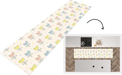 Keukenloper - Loper keuken - Bloemen - Pastel - Geboorte - 200x50 cm - Keukenloper vinyl