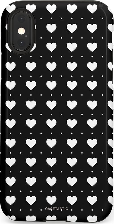 Casetastic Hoesje Geschikt voor Apple iPhone X/Xs - Stijlvolle Beschermende Duo-layer Case - Stipjes en Hartjes